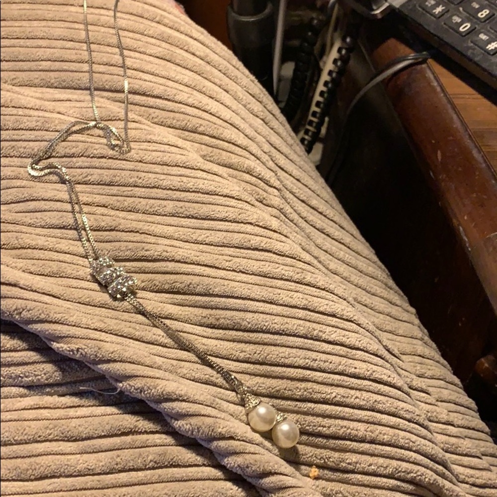 Pearl and crystal sterling silver necklace